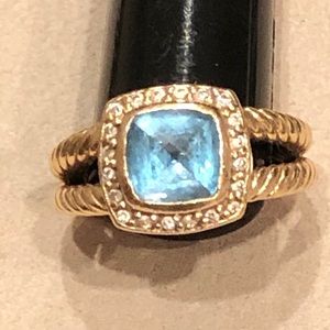 David Yurman !8K Diamond Topaz Albion Ring size 6